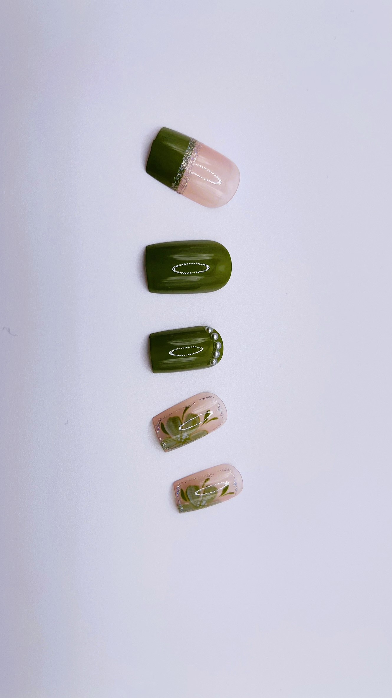 Green Flower Nails