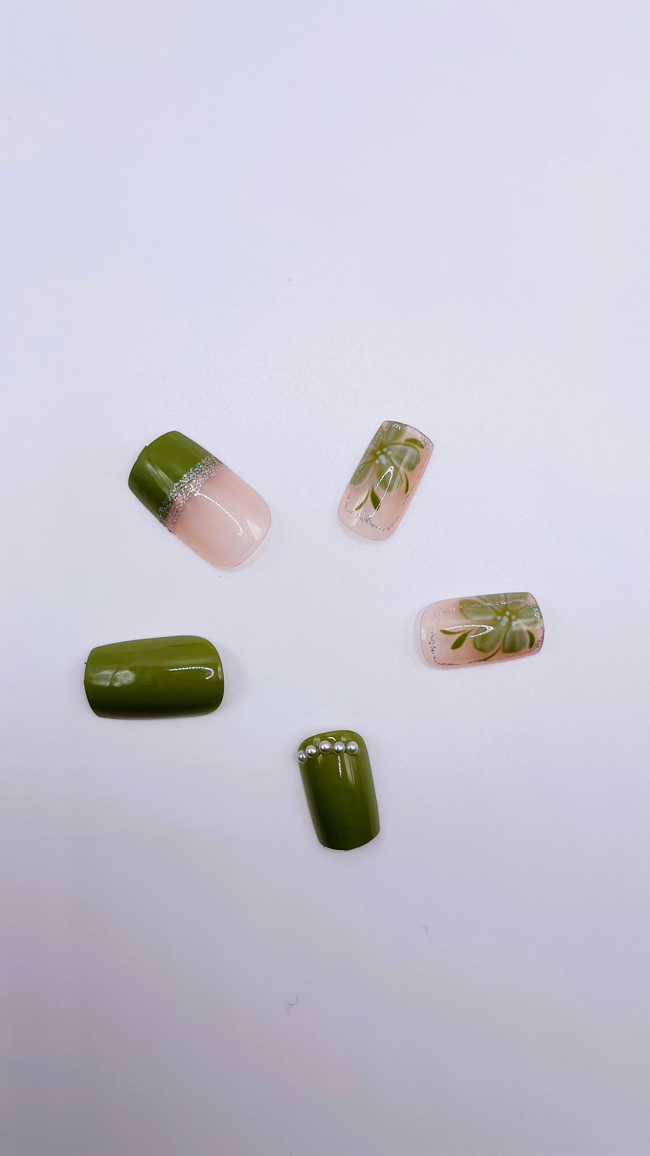 Green Flower Nails